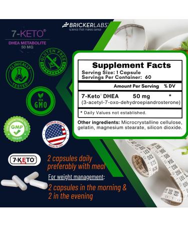 Bricker Labs 7-Keto DHEA Metabolite 50 mg Dietary Supplement for Metabolic Support and Energy Balance 60 Capsules - Buy Online on GoSupps.com