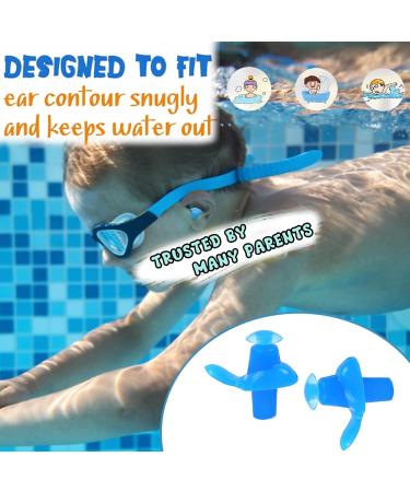 Swimming Ear Plugs - Reusable Waterproof Silicone Ear Plugs for Kids | 3 Pairs Ideal for Swimmers & Bathing - Buy Online on GoSupps.com