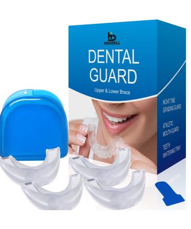 Sport Mouth Guard Upper and Lower Brace - Teeth Grinding Guard - 4 Pack - with Storage Case