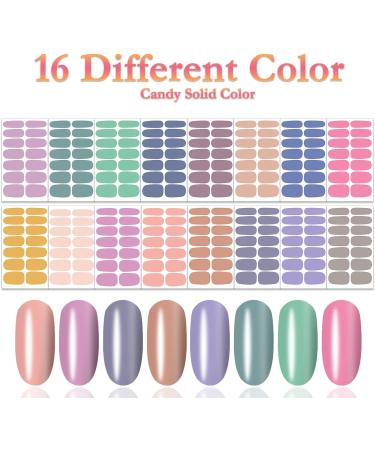 SILPECWEE 224 Pieces Solid Color Nail Polish Strips - Self Adhesive Nail Art Stickers with Nail File (Light Colour) - Buy Online on GoSupps.com