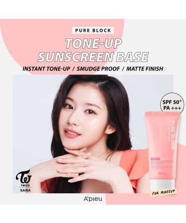 A PIEU Pure Block Tone Up Sunscreen SPF50+PA+++ | Reef Safe Korean Makeup Base 50ml - Buy Online on GoSupps.com