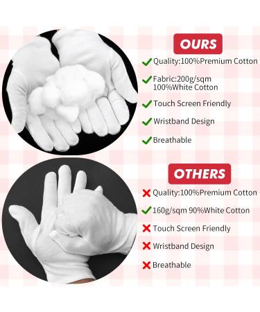 WLLHYF 10pairs(20 Pcs) White Cotton Gloves 100% Premium Cotton Moisturizing Gloves for Dry Hands & Eczema Spa Coin Jewelry Silver Inspection Lotion Gloves Overnight for Women & Men - Buy Online on GoSupps.com
