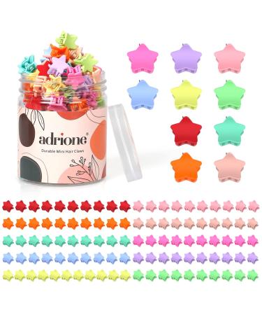 ADRIONE Mini Hair Clips Small Hair Clips Colorful Star 100 Pack Durable Baby Hair Clips Toddler Hair Clips for Fine Hair Mini Claw Clips Small Claw Clips for Hairstyle Small Hair Clips for Women Bangs