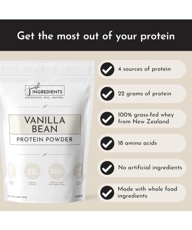 JUST INGREDIENTS Vanilla Protein Powder - Grass-Fed Whey Blend Organic Gluten Free - 15 Servings 22g Protein Vanilla Bean 15 Servings - Buy Online on GoSupps.com