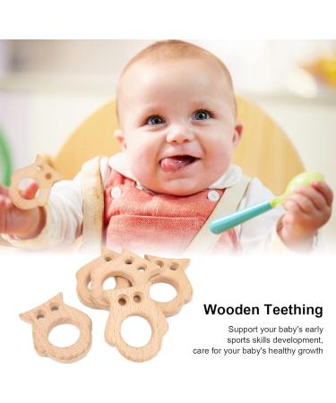 5Pcs Baby Teethers Owl Wooden Chewing Ring | Non-Toxic Robust DIY Jewelry Accessories & Baby Bite Stick - Buy Online on GoSupps.com