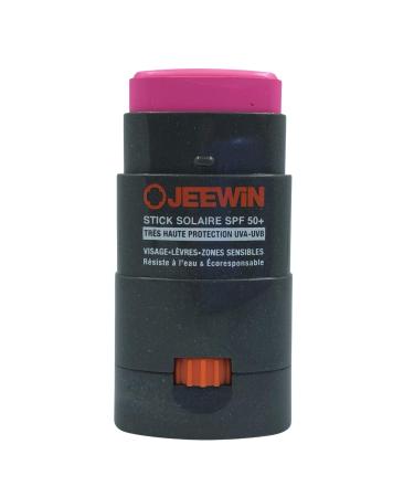 JEEWIN Waterproof Sunscreen Stick SPF50+ for Face and Lips, PINK (12 grams)