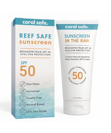 Reef Safe Mineral Sunscreen Travel Lotion SPF 50 - Mexico & Hawaii 104 Reef Act Compliant Biodegradable Zinc Oxide Oxybenzone & Octinoxate Free Water Resistant Natural Ingredients by Coral Safe 50 Sun Protection Facto