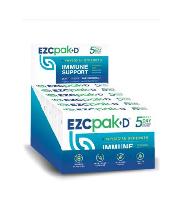 EZC Pak+D 5-Day Immune System Booster with Echinacea Vitamin C Vitamin D and Zinc for Immune Support (Pack of 6) 6 Count (Pack of 1)