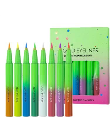 Liquid eyeliner matte color concealer pen | Neon Liquid Colorful 8x Matte Eyeliners Pen - Eye makeup vibrant colors smooth waterproof smudge-proof - Buy Online on GoSupps.com