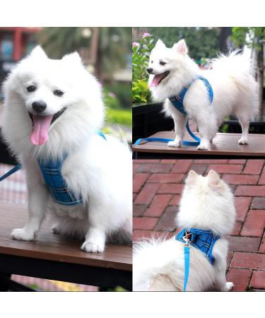 Suredoo Dog Harness for Small Dogs with Leash - Reflective Breathable Anti-Training - Blue Checked (M) | Perfect for Small & Medium Breeds - Buy Online on GoSupps.com