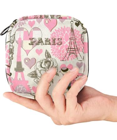 Stylish Paris Pattern Menstrual Bag with Zipper | Women's Napkin & Tampon Pouch - Perfect for Travel - Buy Online on GoSupps.com
