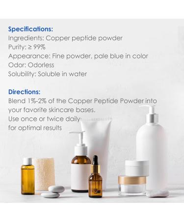 99% GHK-CU Copper Peptide Powder - Anti-Aging Cosmetic Grade for DIY Skincare (1G) - International Shipping Available - Buy Online on GoSupps.com