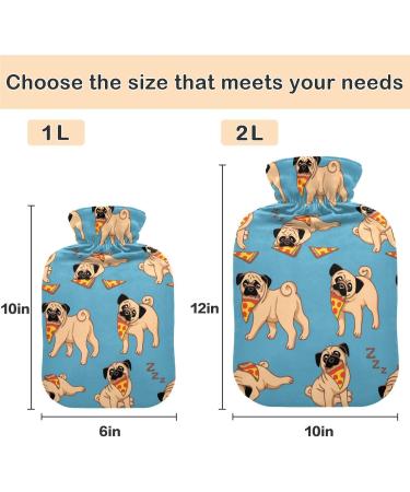 Naanle Hot Water Bottle with Cover Pizza Pug Design 2L Large Hot Water Bag for Bed & Pain Relief Ideal Hand & Feet Warmer Ships Internationally - Buy Online on GoSupps.com