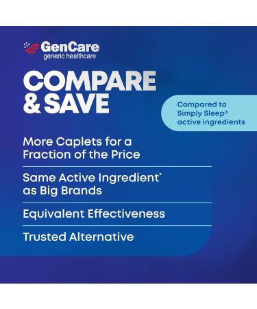GenCare - Sleep Aid Diphenhydramine HCL 25mg Blue Caps (100 Caplets) - Non Habit Forming Nighttime Sleeping Pills for Adults to Fall Asleep Faster & Sleep Deeper Through The Night - Sleep Aids - Buy Online on GoSupps.com