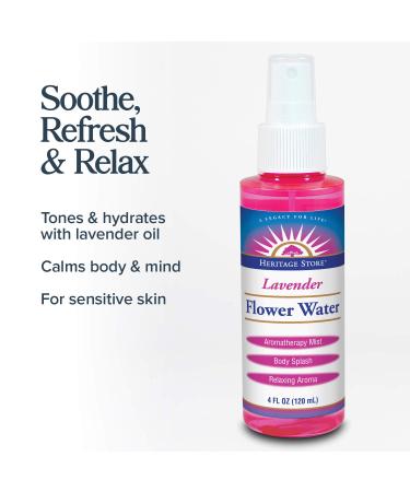 Heritage Store Lavender Water Spray - 4oz Plastic Bottle | Calming Aromatherapy Mist - Buy Online on GoSupps.com