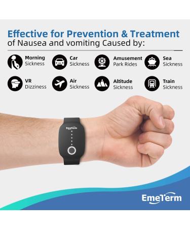 EmeTerm Rechargeable Electrode Stimulator for Nausea Relief - Drug-Free Wrist Bands for Motion and Travel Sickness, Vomit Relief - No Gel, No Side Effects (Black) - Buy Online on GoSupps.com