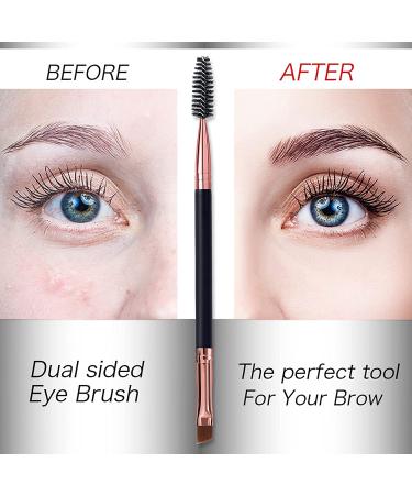 Duo Eyebrow Brush Set - Spoolie and Angled Brow Brushes for Eye Makeup (5pcs, Black) - Buy Online on GoSupps.com