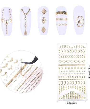 VETPW 3D Gold Nail Stickers - Self Adhesive Tape with Gems & Chains for DIY Nail Art - Buy Online on GoSupps.com