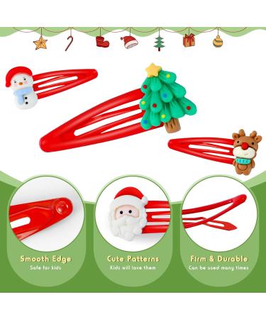 Kiiwah Christmas Snap Hair Clips Christmas Hair Accessories Hair Barrettes Red Hair Clips for Kids Girls Women Christmas Party - Buy Online on GoSupps.com