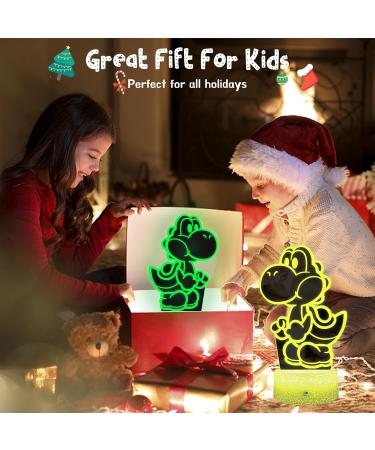 Eygerur Yoshi Night Light for Kids - 3D LED Illusion Lamp | 16 Colors Dimmable, USB Powered, Remote Control - Children's Room Decoration & Holiday Gift - Buy Online on GoSupps.com