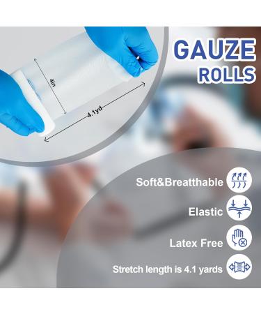 24 Pack Premium Gauze Rolls - 4" x 4.1 Yards | Lint-Free Latex-Free Elastic Bandages for Professional Wound Care & First Aid Supplies - Buy Online on GoSupps.com