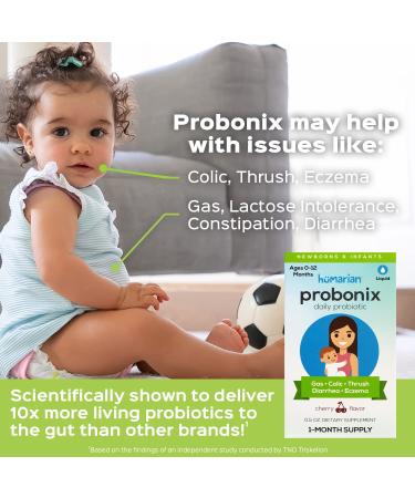 Organic Non-GMO Probonix Probiotics for Babies - 1 Month Supply - 8 Live Strains for Gut Health - Ages 0-12 Months - Cherry - Buy Online on GoSupps.com