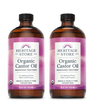 Heritage Store Palma Christi Organic Castor Oil | Hair Growth & Skin Moisturizer | Cold Pressed, Hexane & Fragrance Free | 16 oz | 2 Pack - Buy Online on GoSupps.com