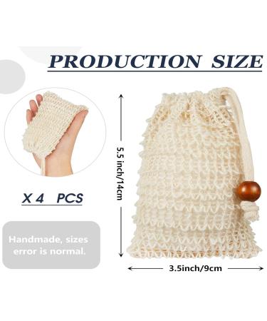 4PCs Natural Fiber Soap Bags | Organic Sisal Soap Sacks for Gentle Cleansing - Buy Online on GoSupps.com