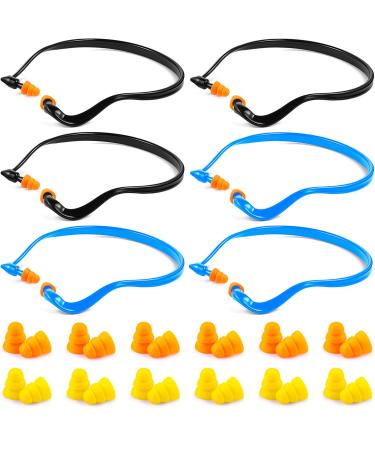 6 Pairs Banded Ear Plugs Band Earplugs Silicone Banded Hearing Protection and 12 Pairs Replacement Earplugs Inner-Aural Ear Plugs for Sleeping, Shooting, Travel and Construction Work (2 Colors)