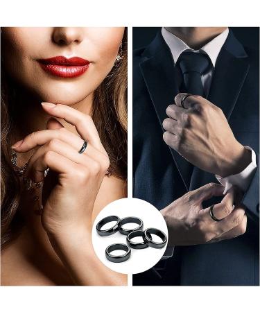 5Pcs Hematite Magnetic Plain Band Rings for Anxiety Balance | Genuine Hematite Rings for Women Men | Break Negative Energy - Assorted Sizes 6-10 - Buy Online on GoSupps.com