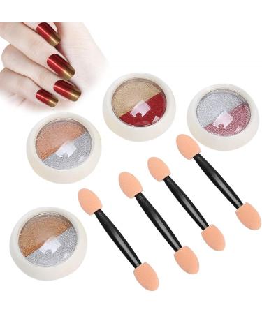 4 Jars Nail Art Glitter Mirror Powder Pigment Powder with Nail Sponge Brushes Double Color Chrome Manicure Powder for Nail Art Decoration - Buy Online on GoSupps.com