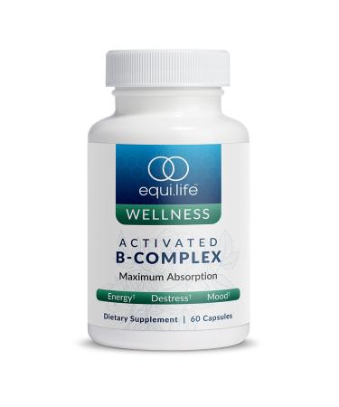 EquiLife - Activated B-Complex Super B-Complex Dietary Supplement Mood & Energy Support Formulated for Increased Absorption Promotes Hair Skin & Nail Health Non-GMO Vegan (60 Veggie Caps)