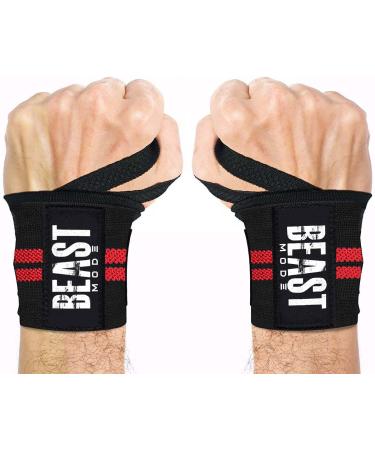 STEIGEN FITNESS-SF Wrist Wraps for Weightlifting Men & Women (Competition Grade) 22" Wrist Support with Heavy Duty Thumb Loop Gym Wrap for Bodybuilding , Gym Training , CrossFit , calisthenics , Lifting Straps Red