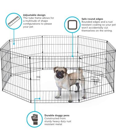 Dog Exercise Pen 8-Panel 24 Inch - Metal Wire Puppy Playpen for Outdoor Yard - Foldable Pet Playpen with Door - Buy Online on GoSupps.com