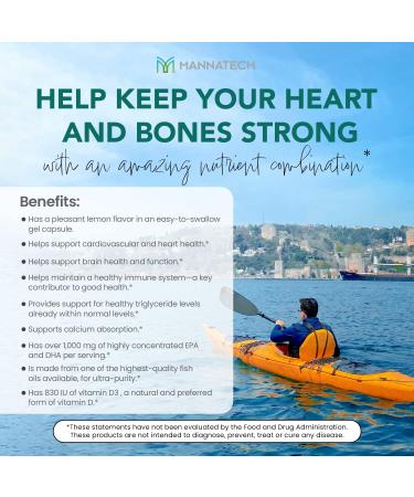 Mannatech Omega-3 with Vitamin D3 for Bone, Heart Health and Cognitive Support, Made of Pure Fish Oil - Buy Online on GoSupps.com