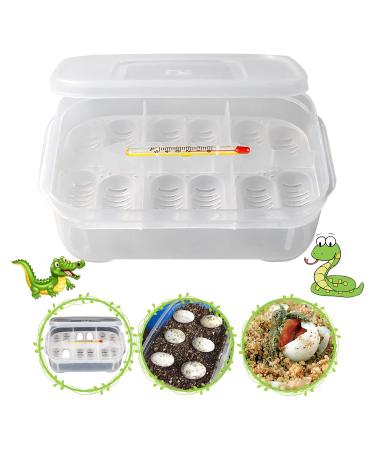 Snake Gecko Lizard Reptile Egg Incubator Tray Incubator Box with Thermometer for incubating Snake Lizard Frog Turtle,16 grids