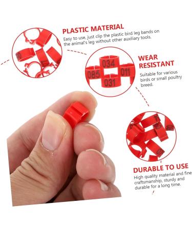 BESPORTBLE 100 Pcs Pigeon Anklet Baby Products Identification Perches Stuff Plastic Bird Ankle Ring Red Chicken 1.3X1.3CM Red - Buy Online on GoSupps.com