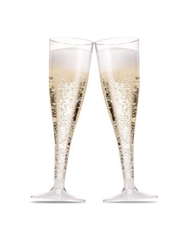 Munfix 100 Pack Plastic Champagne Flutes 5 Oz Clear Plastic Toasting Glasses Disposable Wedding Thanksgiving Party Cocktail Cups