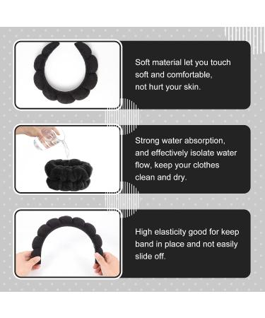 Hope&Luck 4Pcs Spa Headband Set for Women - Black Terry Cloth Hair Band for Washing Face - Bubble Sponge Headband and Wristband - Buy Online on GoSupps.com