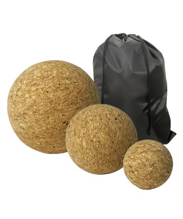 Yidm 3 pieces massage ball fascia ball: massage balls made of cork high -quality fascia ball set cork ball set with storage bag Self -massage for fascia tensions solve muscle pain 4/6/8cm