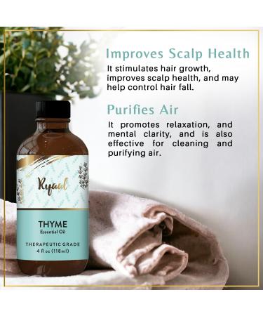 Thyme Essential Oil for Diffuser & Aromatherapy | Natural Undiluted Therapeutic Oil for Skin | Premium Grade 4 Fl Oz with Glass Dropper - Buy Online on GoSupps.com
