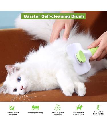 Garstor Self-Cleaning Pet Brush for Dogs, Cats, and Rabbits - Removes Loose Fur and Undercoat - Green - Buy Online on GoSupps.com