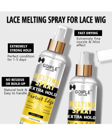 8.45 fl oz Lace Melting and Holding Spray Glue-Less Hair Adhesive for Wigs Lace Bond Adhesive Spray Wig Spray for Closure Wigs Closure Front Extensions Strong Natural Finishing Hold with Control - Buy Online on GoSupps.com