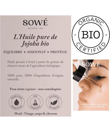 PURE JOJOBA OIL - ORGANIC VIRGIN AND COLD PRESSED - 50ML - Moisturizing Oil - Combination or Oily Skin - Face Body and Hair - Buy Online on GoSupps.com