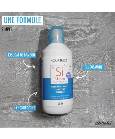 Silicon Glucosamine Chondroitin - Oral Solution 1L - Enriched with Bamboo & Manganese - Cleansing the Body - Maintaining a Solid Frame - Made in France Aquasilice - Buy Online on GoSupps.com