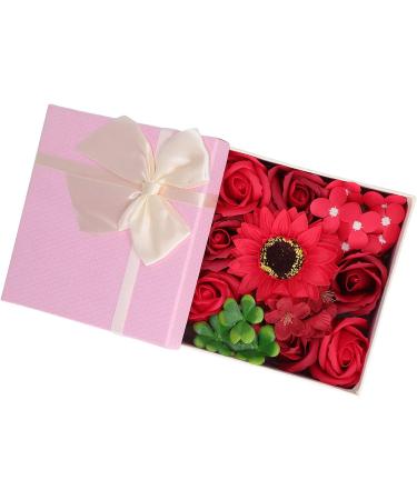 Simulation Flower Bath Soap Women Exquisite Flower Soap Gift Box for Birthday Valentines Day Christmas for Her Women Teens Girls Mom Birthdays (Red) - Buy Online on GoSupps.com