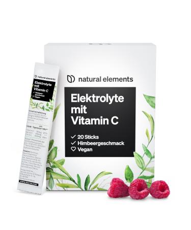 Electrolyte to go - 20 practical sticks for on the go - raspberry taste - beverage powder with natural aroma - vegan - produced in Germany & laboratory test sticks (20 portions)