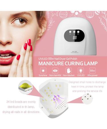 88W UV Nail Lamp for Fast Gel Nail Polish Nail Dryer Curing Lamp with 30/60/90S Timers Smart Auto Sensor LED Digital Display for Home and Salon Pure White - Buy Online on GoSupps.com