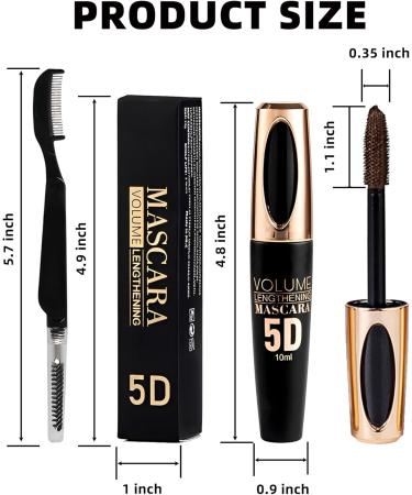Brown Waterproof Mascara for Eyelashes 5D Silk Fiber Mascara with Folding Eyelash Comb Brush Liquid Colored Mascara Lash Extensions Volumizing and Thick Smudge-proof Long Lasting Party Stage Use - Buy Online on GoSupps.com