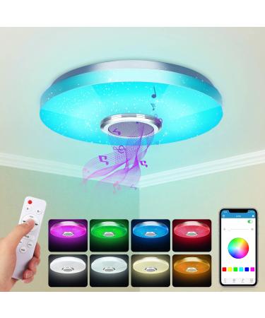 36W LED ceiling lamp with Bluetooth speaker smart ceiling lamp with remote control and app control RGBW color change adjustable for bedroom kitchen bathroom children's room living room 30cm